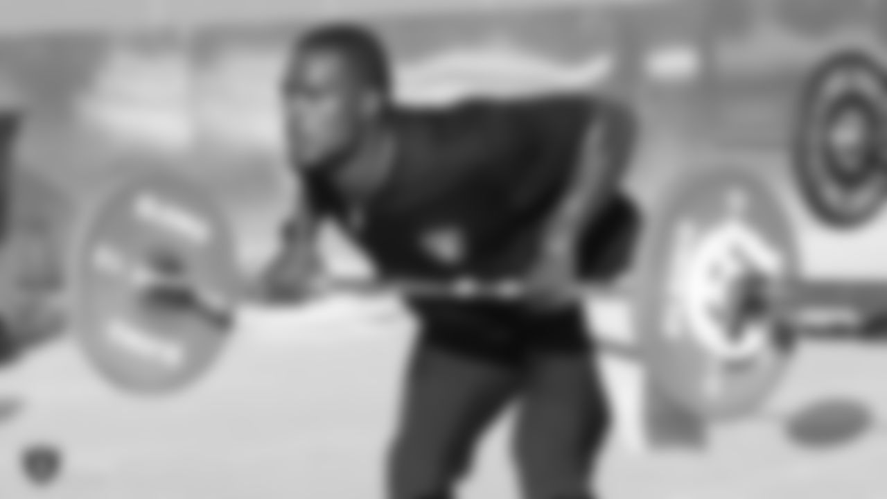 Raiders linebacker Tahir Whitehead at a workout during phase one of the offseason program at the Raiders Practice Facility in Alameda, Calif.