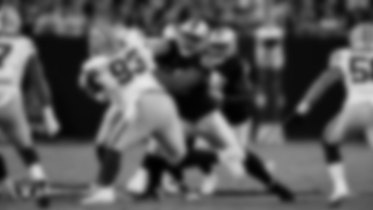 Las Vegas Raiders guard Dylan Parham (66) during the regular season home game against the Green Bay Packers at Allegiant Stadium.