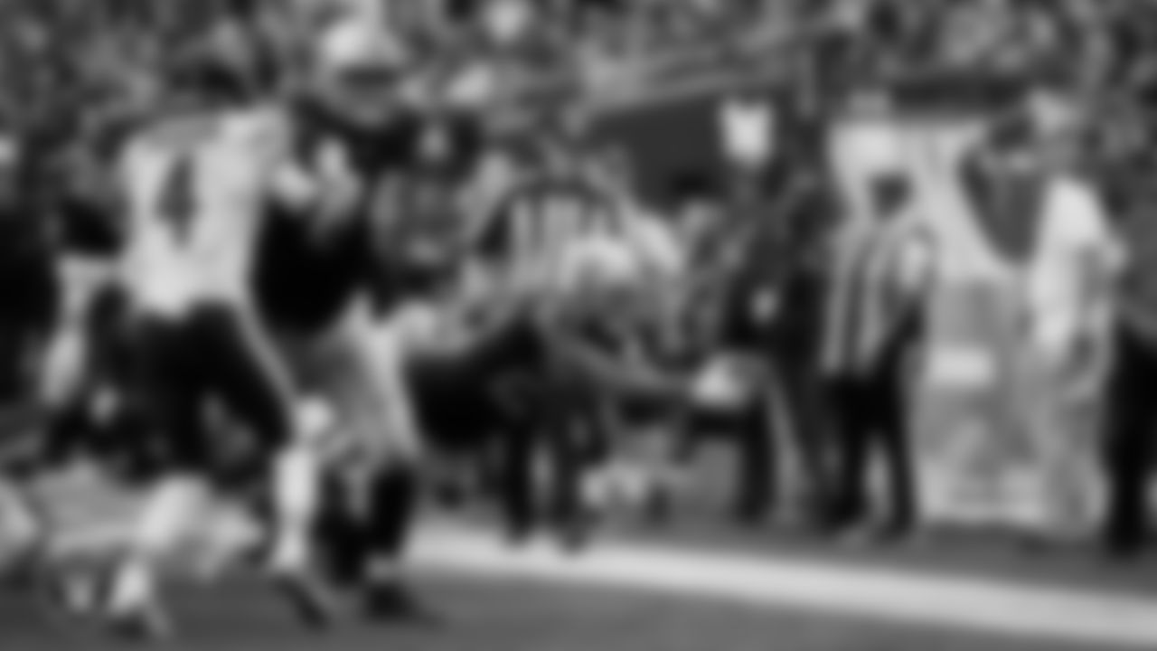 Las Vegas Raiders running back Kenyan Drake (23) rushes during the regular season home game against the Chicago Bears at Allegiant Stadium, Sunday, October 10, 2021, in Las Vegas, Nev.