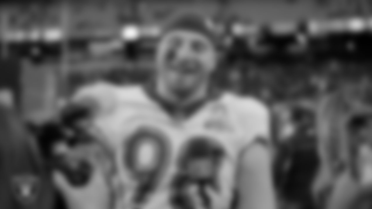 Las Vegas Raiders defensive end Maxx Crosby (98) after the 2022 Pro Bowl at Allegiant Stadium.