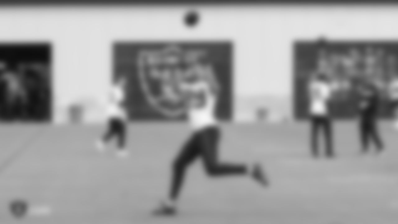 Raiders wide receiver Keelan Doss (89) at a workout during phase two of the offseason program at the Raiders Practice Facility in Alameda, Calif.