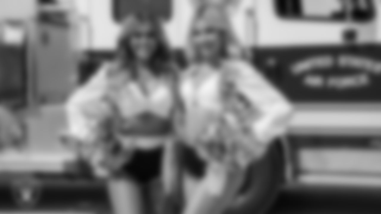 Raiderettes Bree and Madison at Creech Air Force Base for Operation Donut Drop.