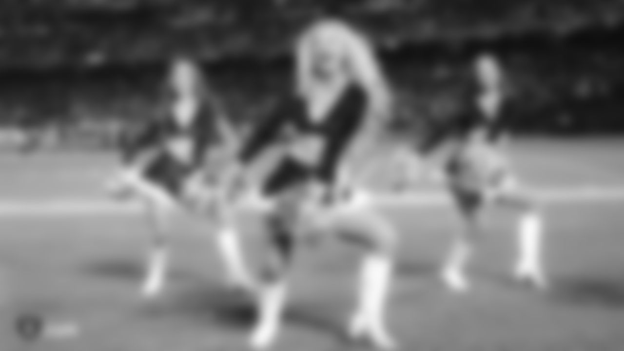 The Raiderettes on the sidelines at the Oakland Raiders game against the Denver Broncos at Oakland-Alameda County Coliseum, Monday, December 24, 2018, in Oakland, Calif. The Oakland Raiders won 24-17.