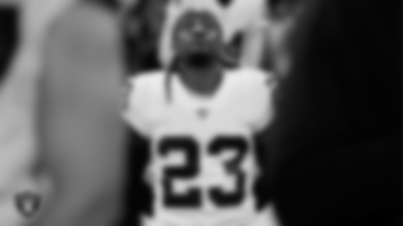 Las Vegas Raiders cornerback Nickell Robey-Coleman (23) during the national anthem before the regular season away game against the New Orleans Saints at Caesars Superdome.