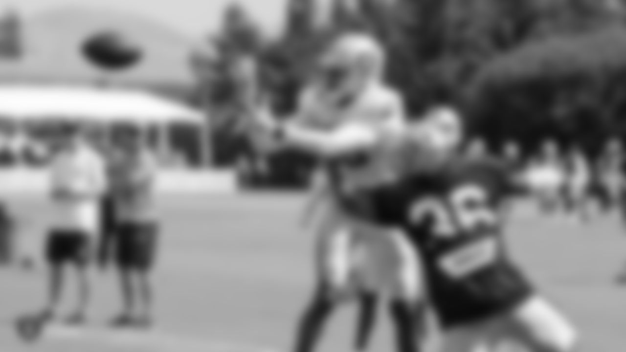Oakland Raiders wide receiver Johnny Holton (16) on the field for practice at 2018 Training Camp at The Oakland Raiders Napa Valley Training Complex, Thursday, August 2, 2018, in Napa, California.