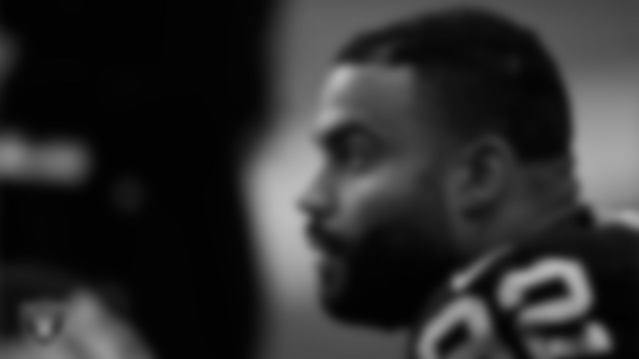 Las Vegas Raiders defensive tackle Solomon Thomas (92) on the bench during the regular season home game against the Chicago Bears.