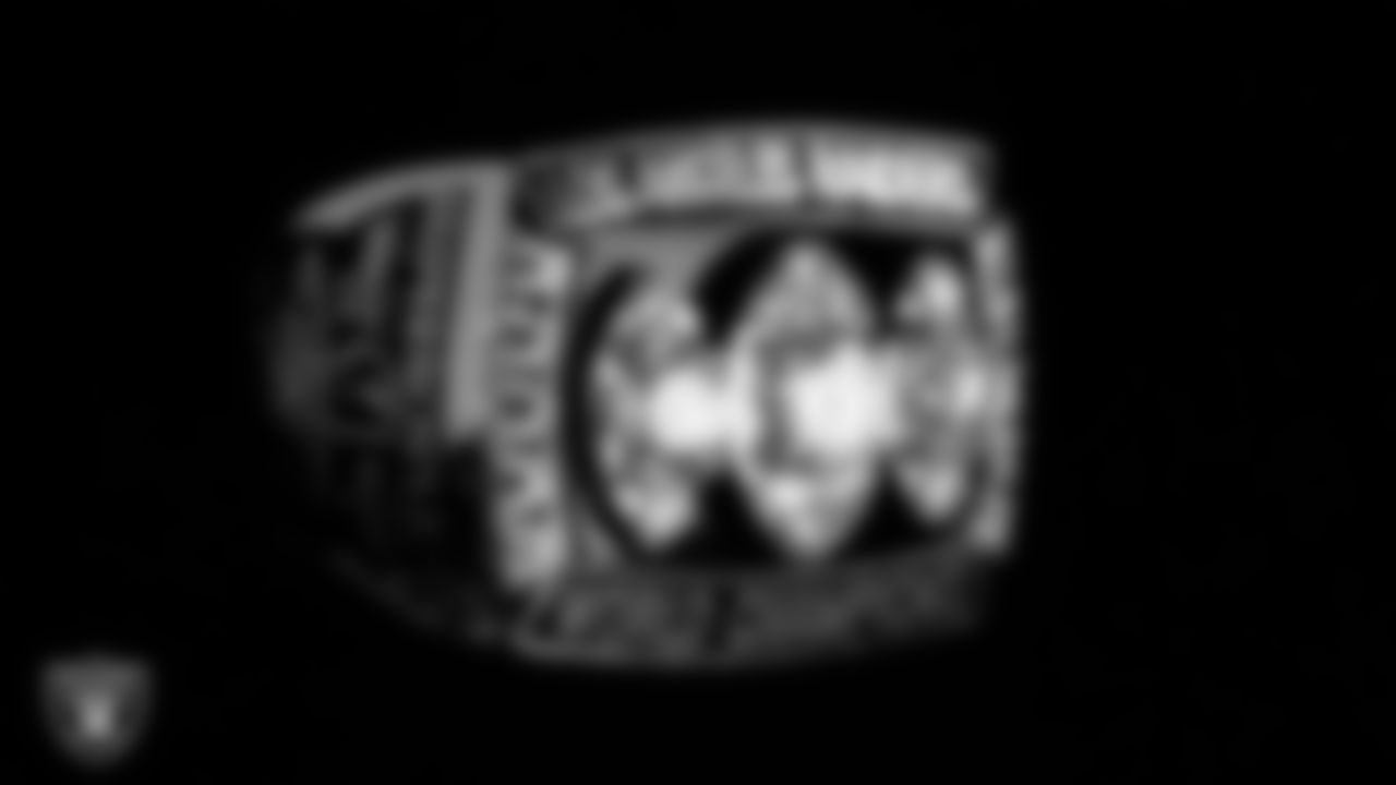 A photo of the Raiders Super Bowl XVIII Championship ring.