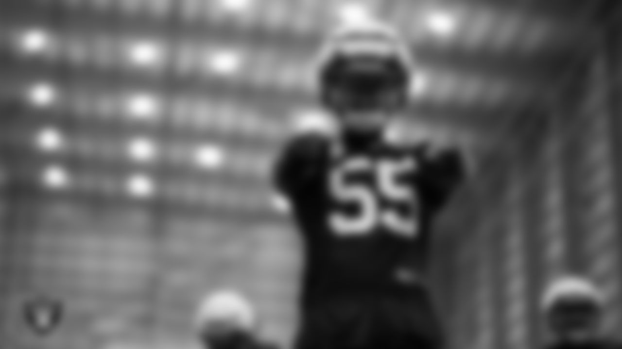 Las Vegas Raiders defensive end Chandler Jones (55) during practice at Intermountain Health Performance Center.