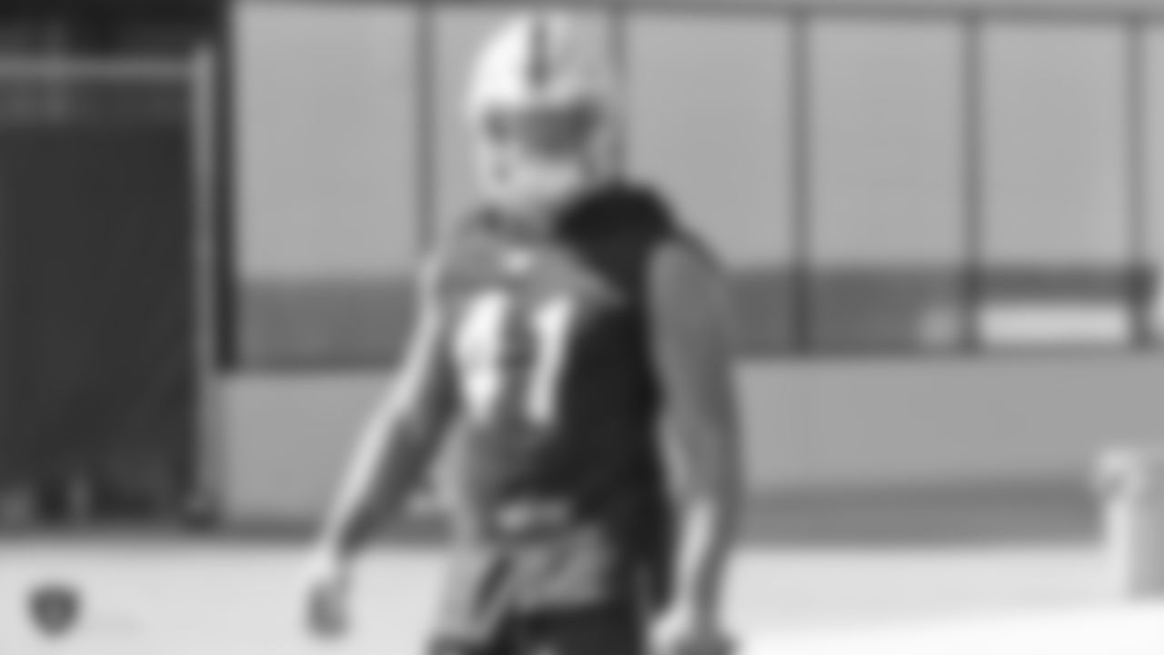Oakland Raiders fullback Keith Smith (41) on the field for practice at the Oakland Raiders Practice Facility, Thursday, October 25, 2018, in Alameda, California.