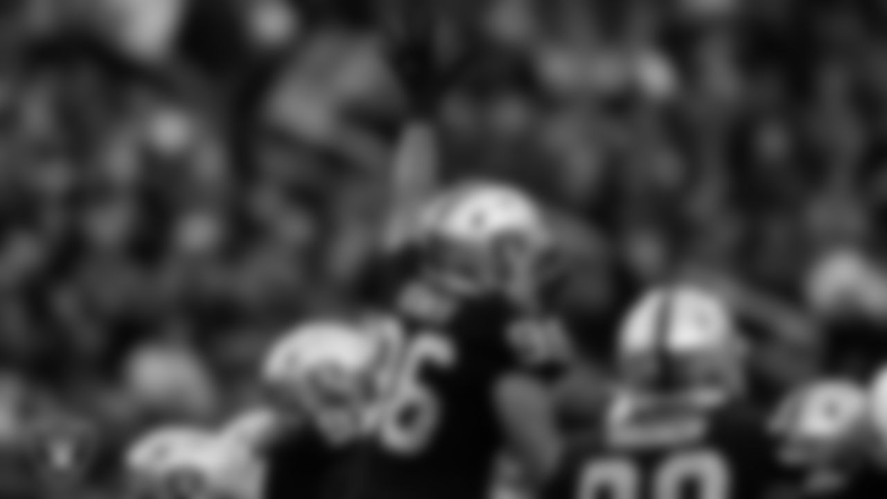 Las Vegas Raiders defensive end Tashawn Bower (96) blocks on a punt during the regular season home game against the Indianapolis Colts at Allegiant Stadium.