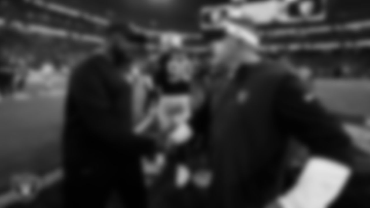 Las Vegas Raiders Head Coach Josh McDaniels shakes hands with Pittsburgh Steelers Head Coach Mike Tomlin after the regular season home game against the Pittsburgh Steelers at Allegiant Stadium.