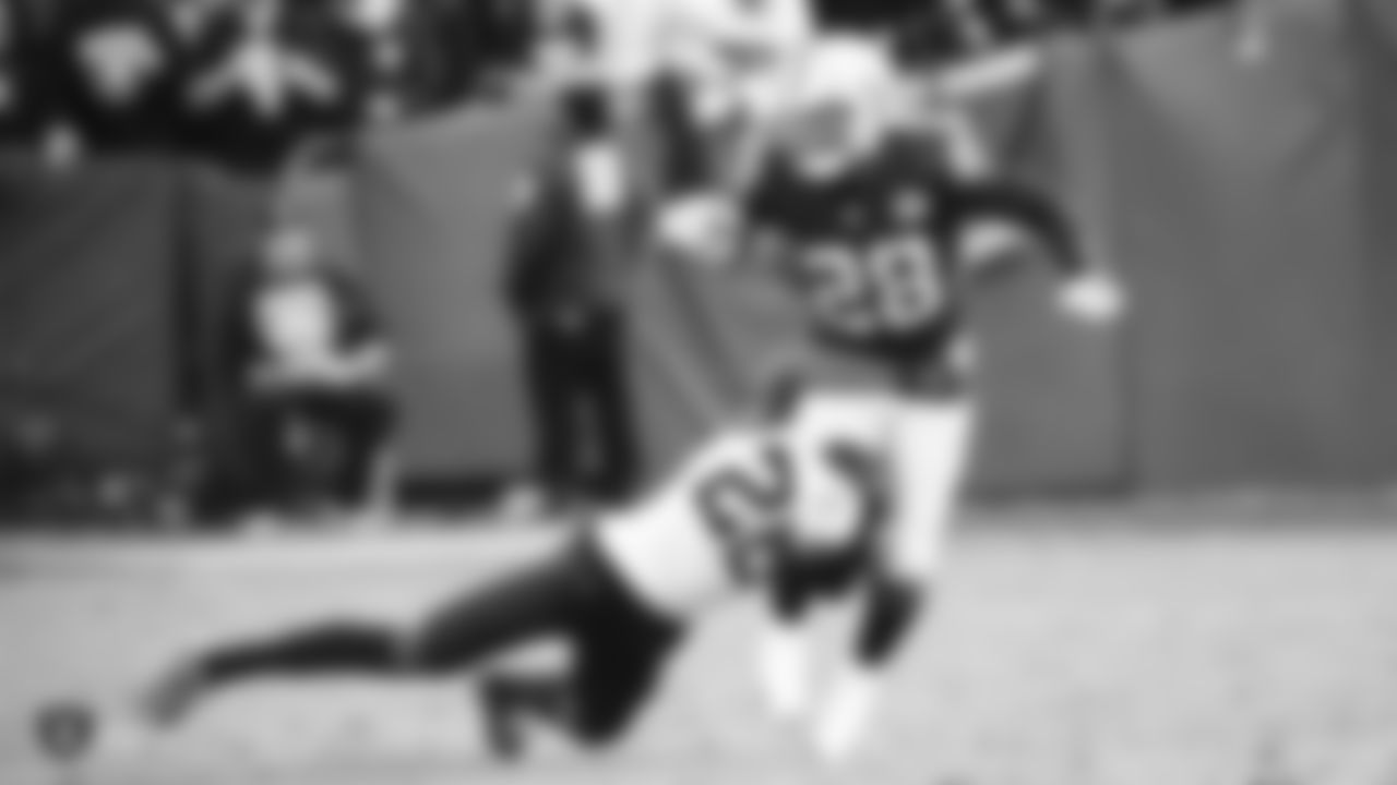 The Raiders during the regular season game against the Jacksonville Jaguars at the Oakland-Alameda County Coliseum.