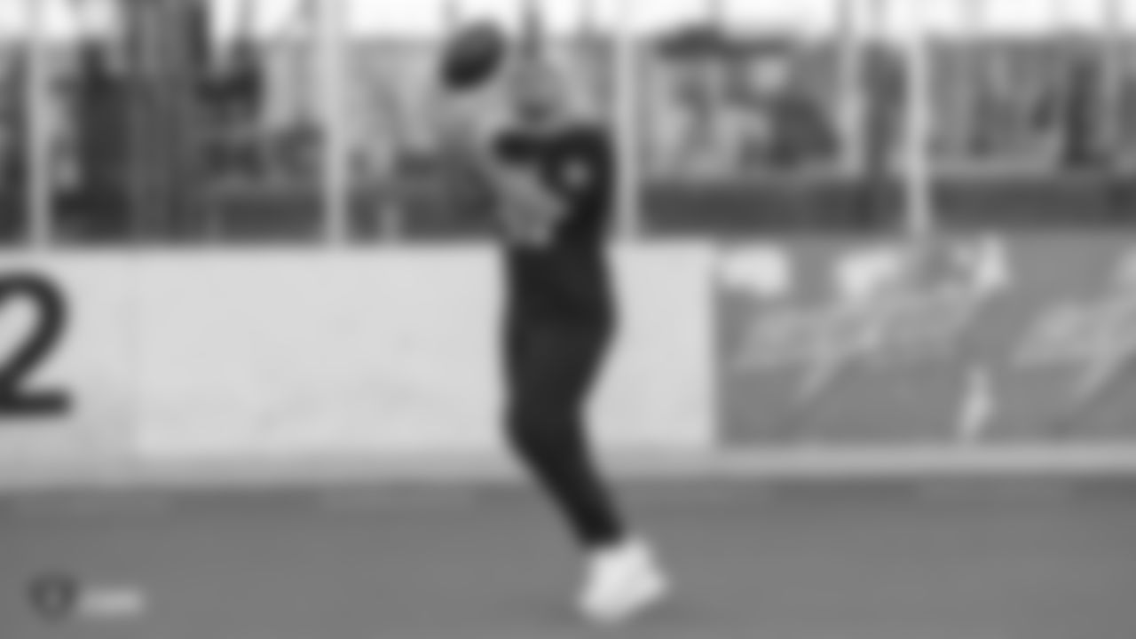 Oakland Raiders fullback Keith Smith (41) on the field for a walk through at Bladium Sports & Fitness Club, Thursday, November 29, 2018, in Alameda, California.