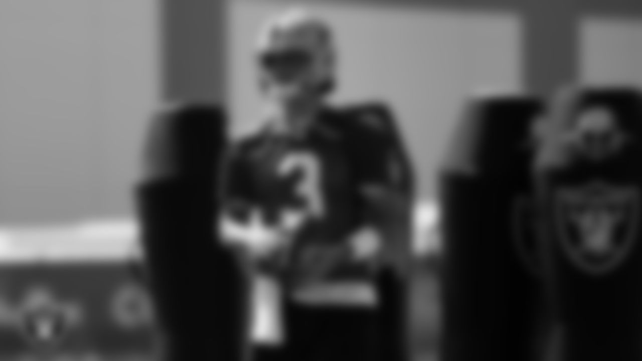 Las Vegas Raiders quarterback Jarrett Stidham (3) during Mandatory Minicamp.