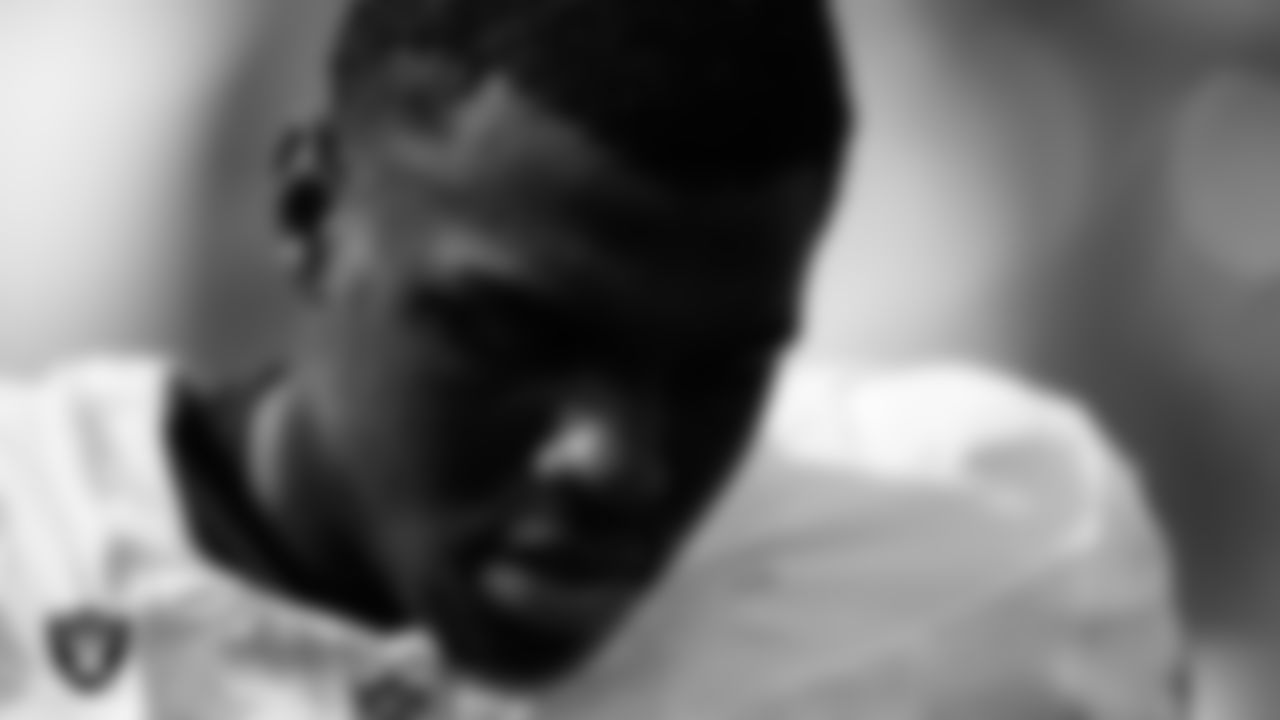 Las Vegas Raiders cornerback Jakorian Bennett (0) on the sidelines during the regular season away game against the Buffalo Bills at Highmark Stadium.