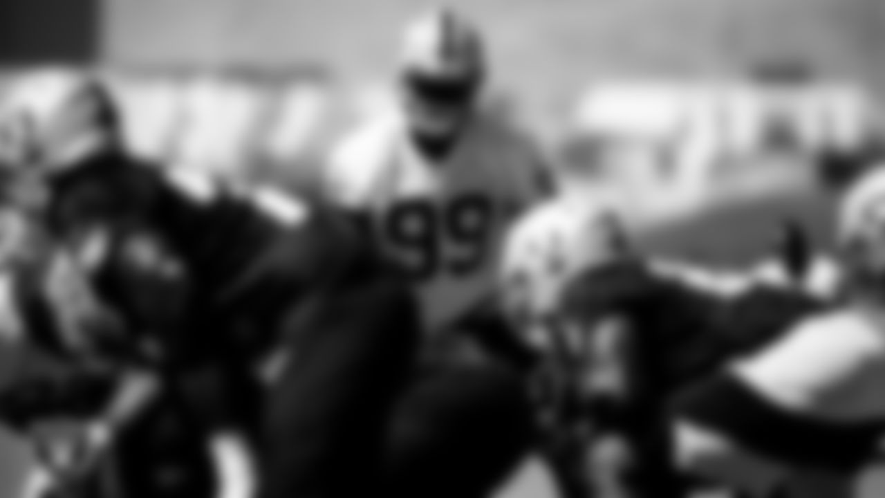 Las Vegas Raiders defensive end Arden Key (99) during practice.
