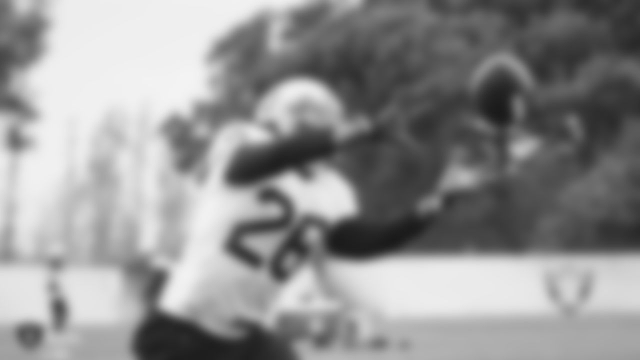 Raiders cornerback Nevin Lawson (26) goes for a catch.