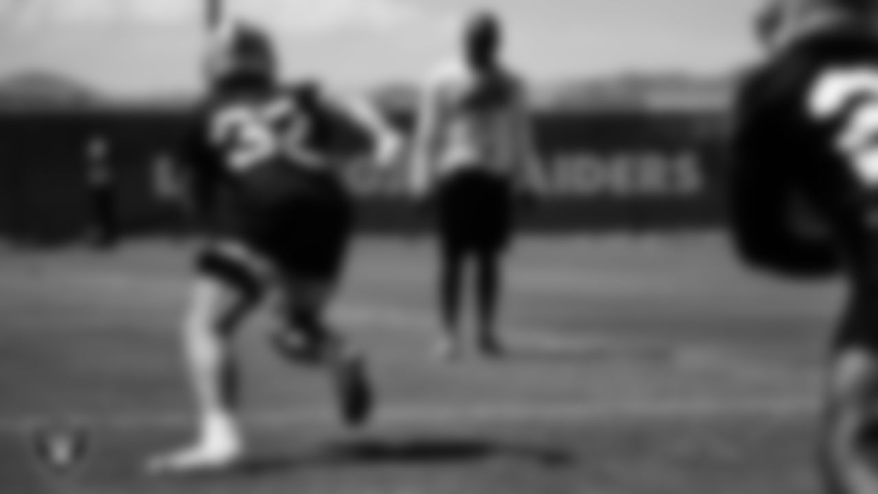 Las Vegas Raiders defensive backs coach Ron Milus at an Organized Team Activity (OTA).