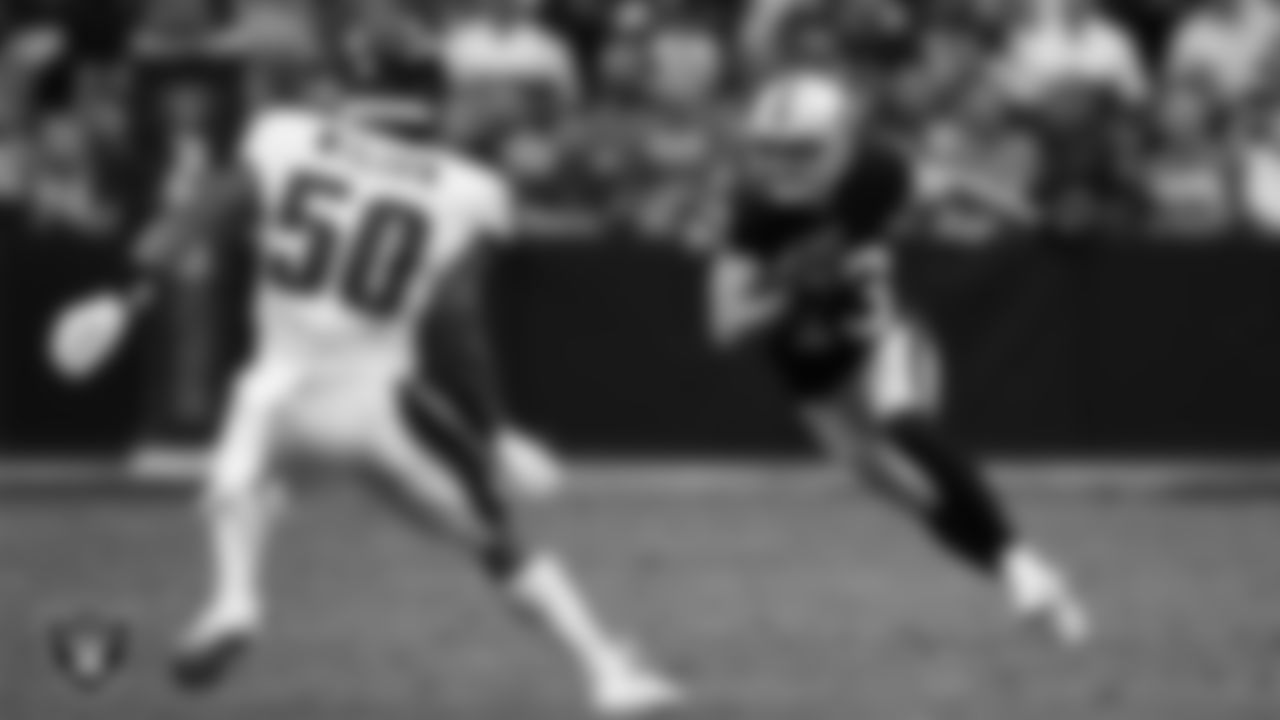 Las Vegas Raiders wide receiver Hunter Renfrow (13) returns a punt during the regular season home game against the Philadelphia Eagles.