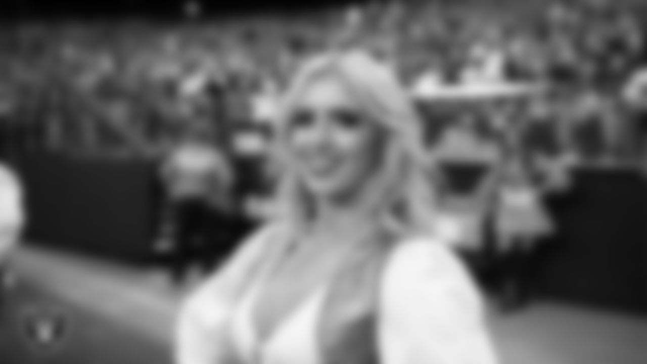 Raiderette Whitney on the sidelines during the regular season home game against the Chicago Bears.