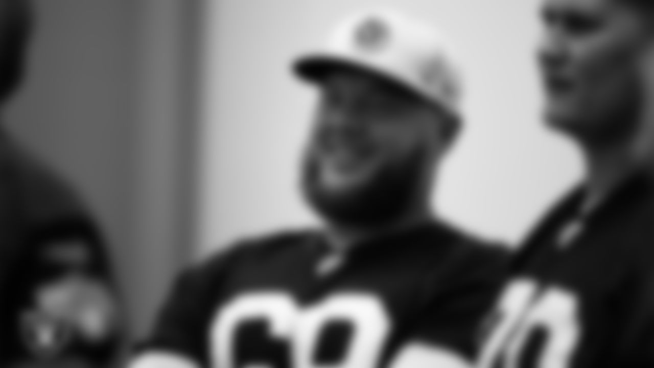Las Vegas Raiders center Andre James (68) during practice at Intermountain Healthcare Performance Center.
