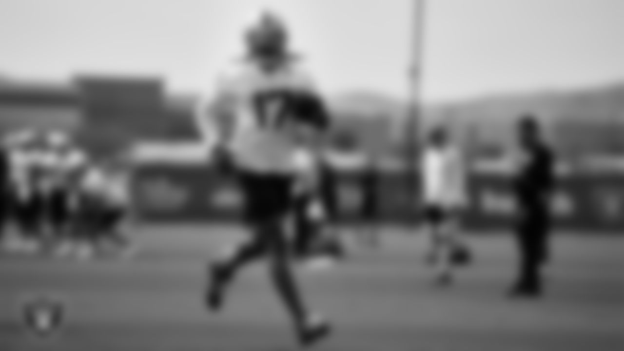 Las Vegas Raiders wide receiver Davante Adams (17) during practice at Intermountain Healthcare Performance Center.