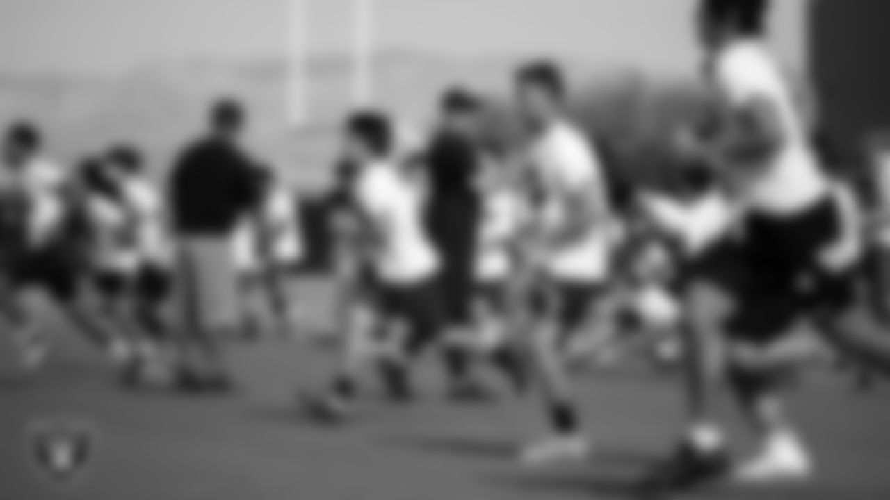Las Vegas Raiders strength and conditioning intern Daniel Jameson works with athletes during C.H.A.M.P. Camp at Intermountain Health Performance Center.