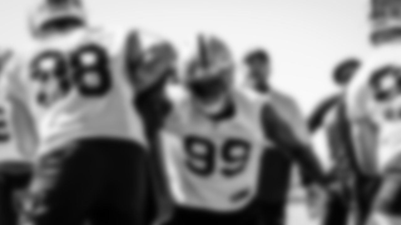 Las Vegas Raiders defensive end Arden Key (99) during practice.
