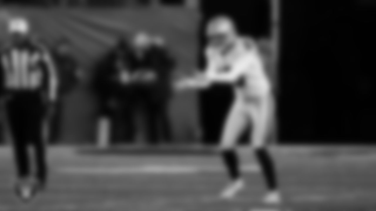 Las Vegas Raiders punter AJ Cole (6) punts during the postseason away game against the Cincinnati Bengals.