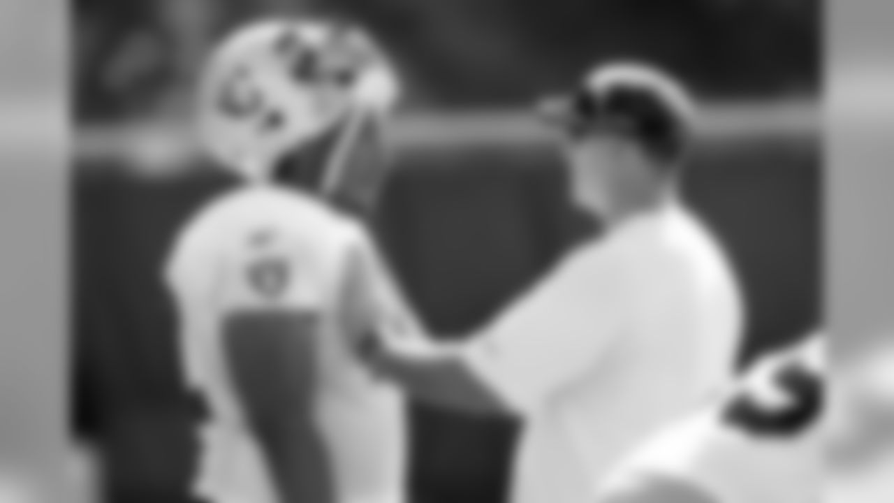 T Joseph Barksdale with assistant offensive line coach Steve Wisniewski.