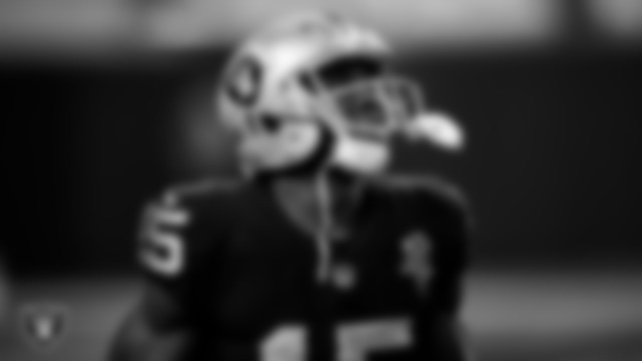 Las Vegas Raiders wide receiver Nelson Agholor (15) heads to sideline after making an 85-yard touchdown catch during the regular season home game against the Miami Dolphins.