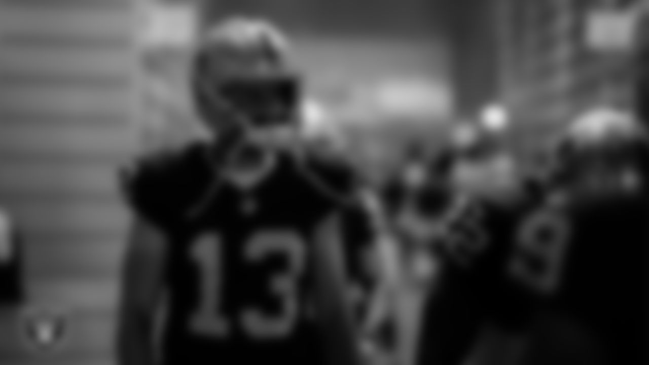 Las Vegas Raiders wide receiver Hunter Renfrow (13) walks down the tunnel before the preseason away game against the Dallas Cowboys at AT&T Stadium.
