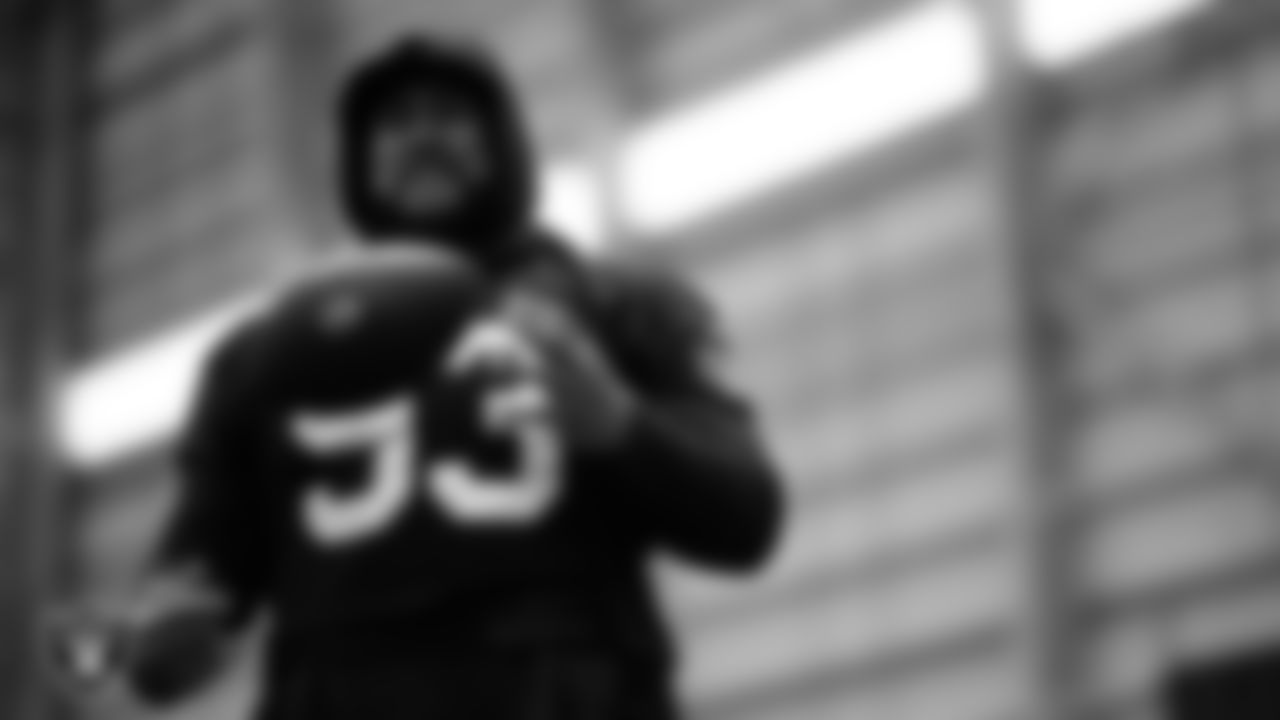 Las Vegas Raiders defensive tackle Kyle Peko (93) during practice at Intermountain Healthcare Performance Center.