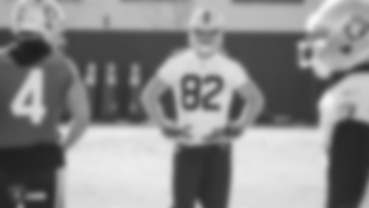 Oakland Raiders wide receiver Jordy Nelson (82) on the field for practice at the Oakland Raiders Practice Facility, Thursday, December 13, 2018, in Alameda, California.