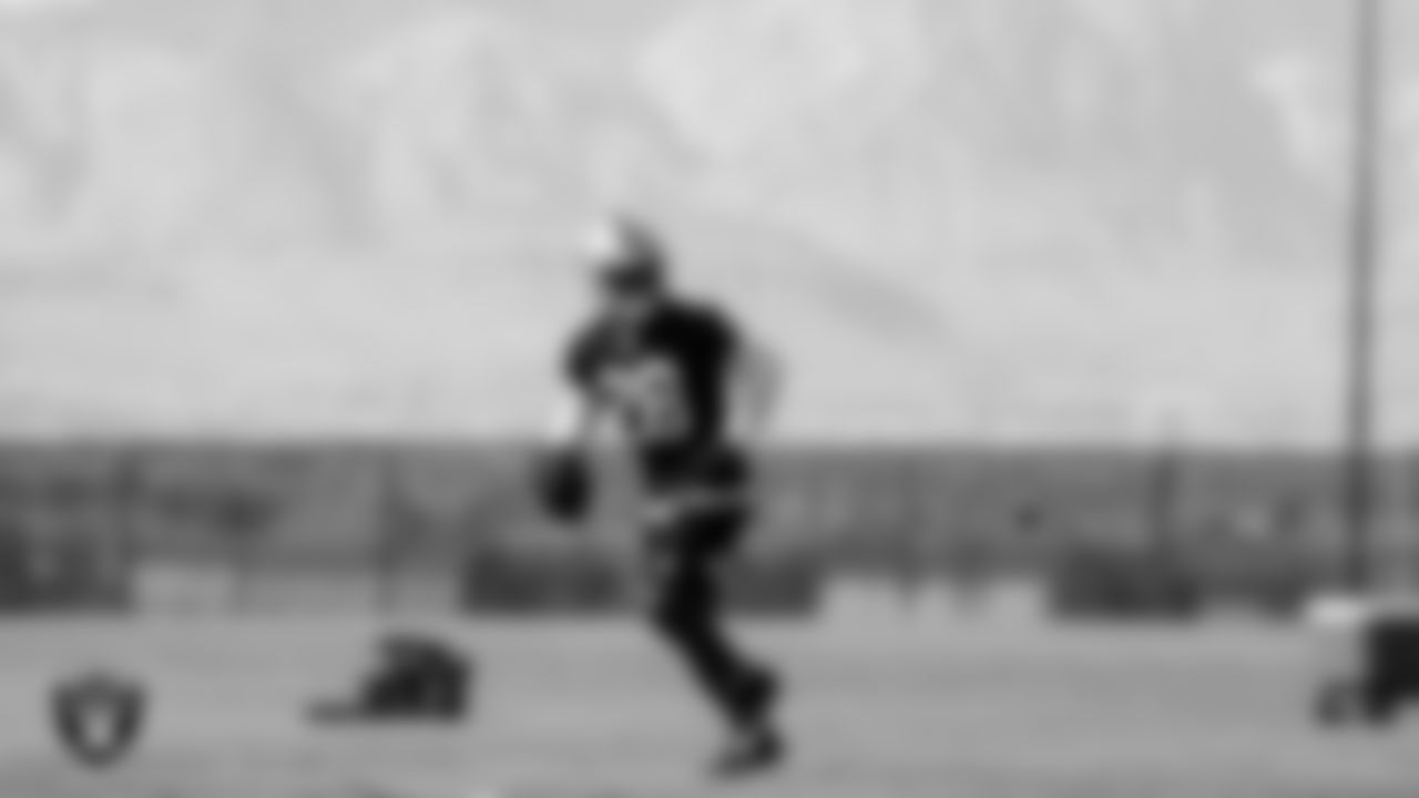 Las Vegas Raiders running back Josh Jacobs (28) during practice at Intermountain Healthcare Performance Center.