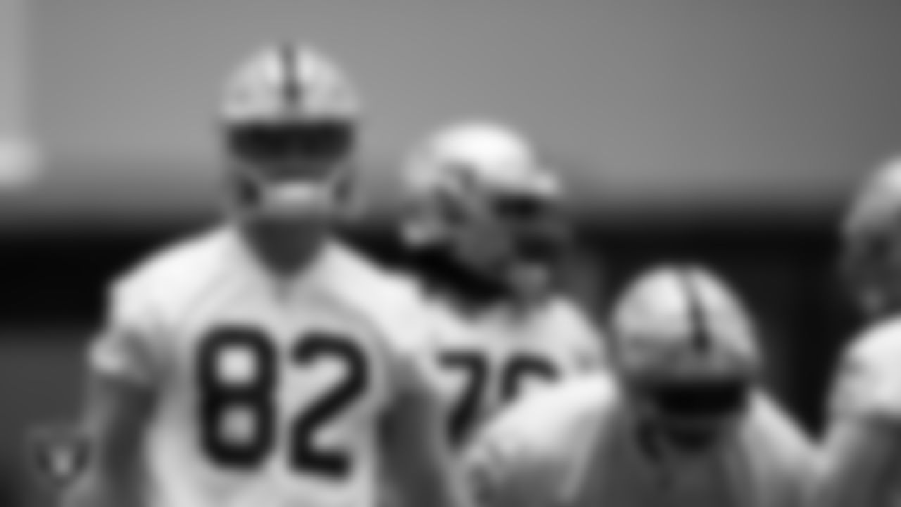Las Vegas Raiders tight end Nick Bowers (82) at Mandatory Minicamp.