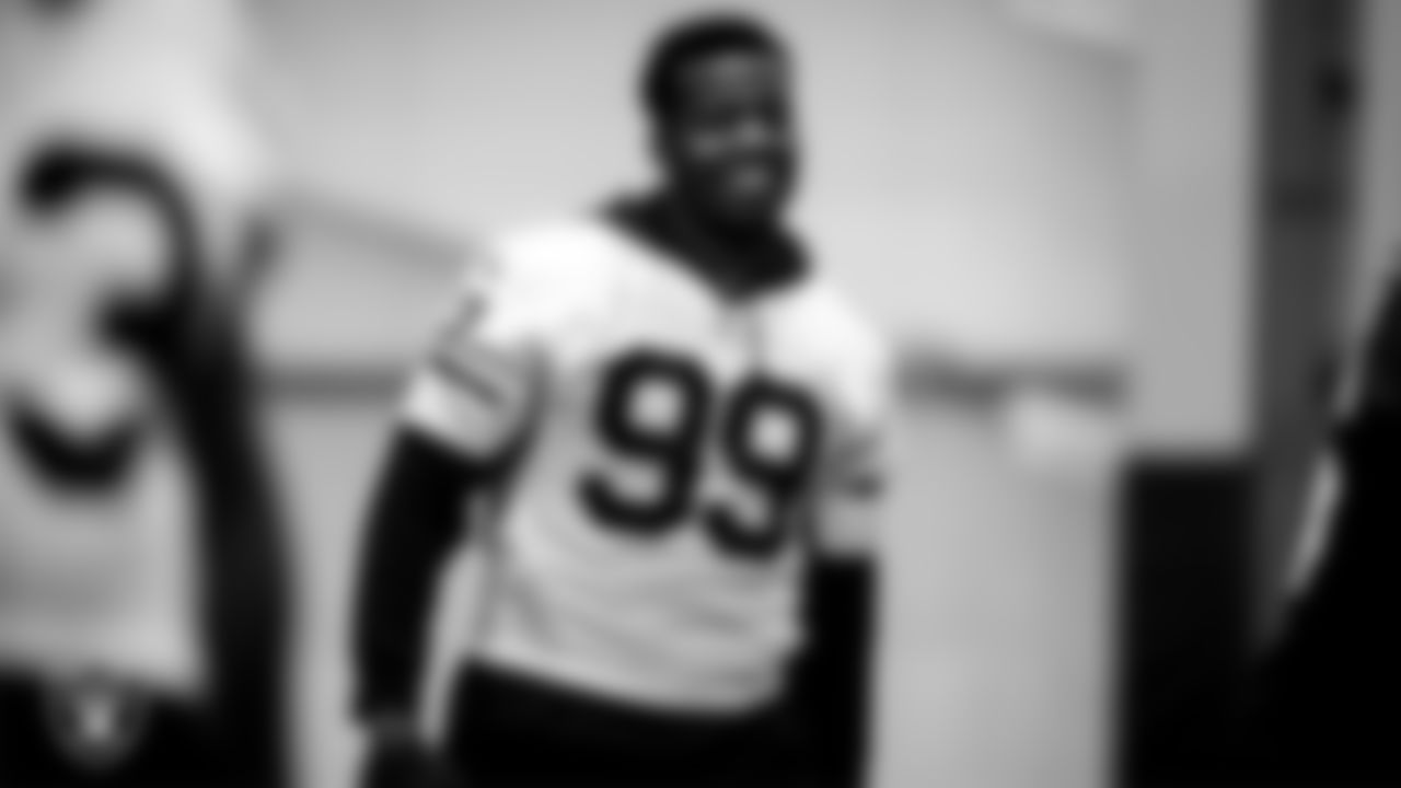 Las Vegas Raiders defensive end Arden Key (99) during practice.