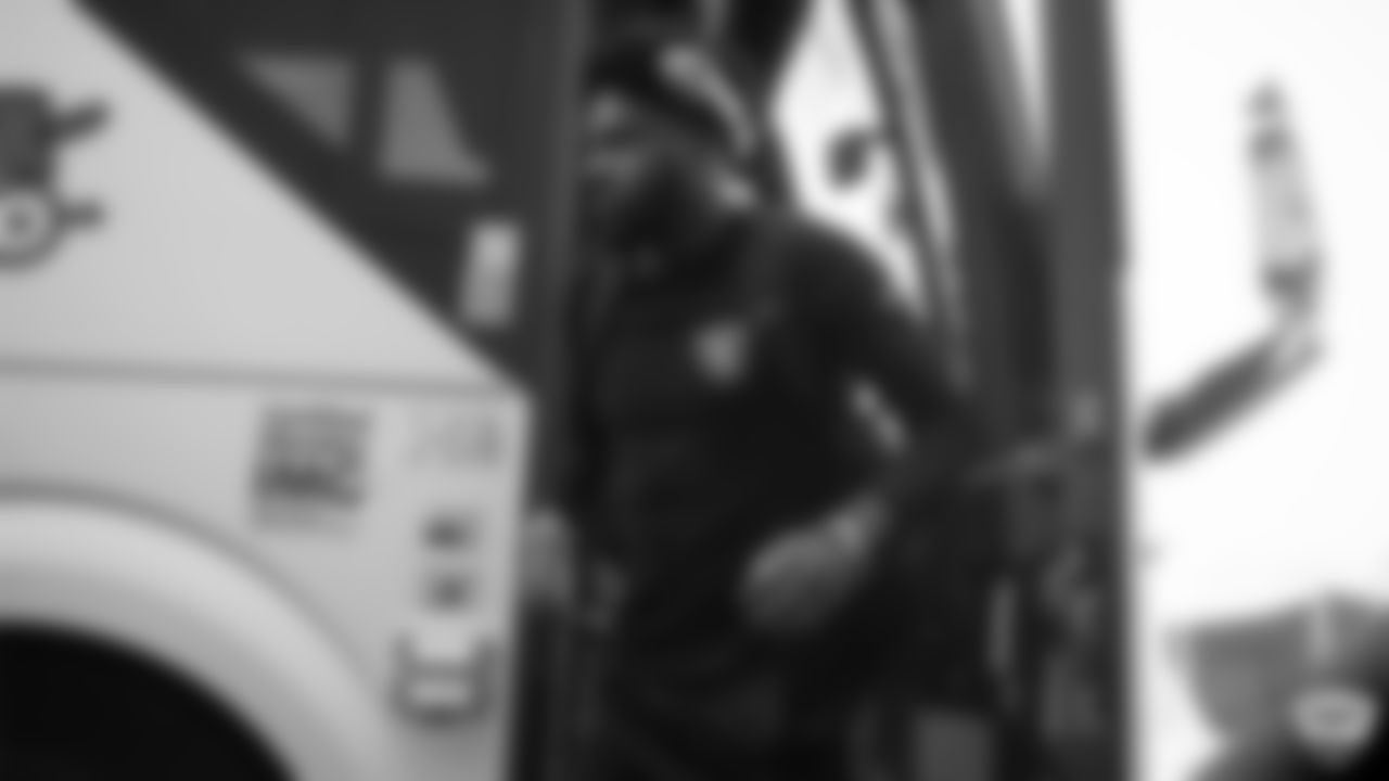 Oakland Raiders cornerback Dylan Mabin (37) arrives for 2019 Training Camp.