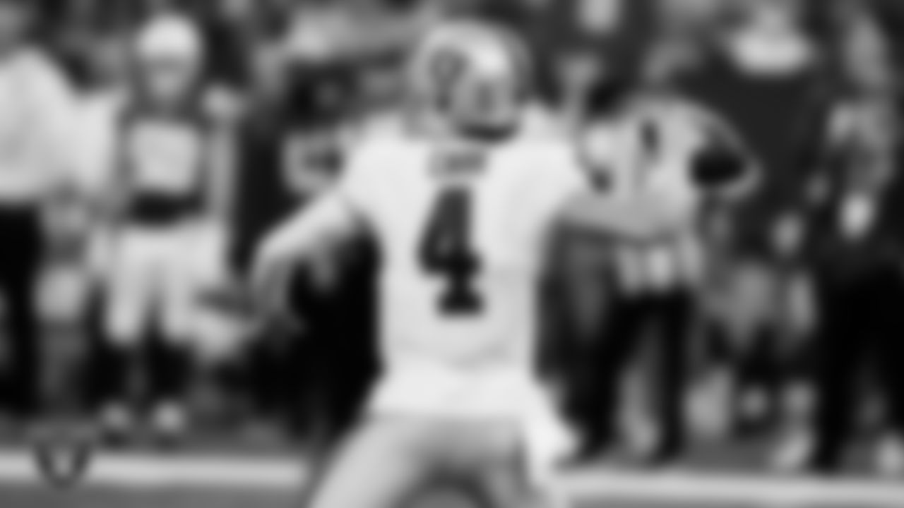 Las Vegas Raiders quarterback Derek Carr (4) passes during the regular season away game against the Indianapolis Colts.