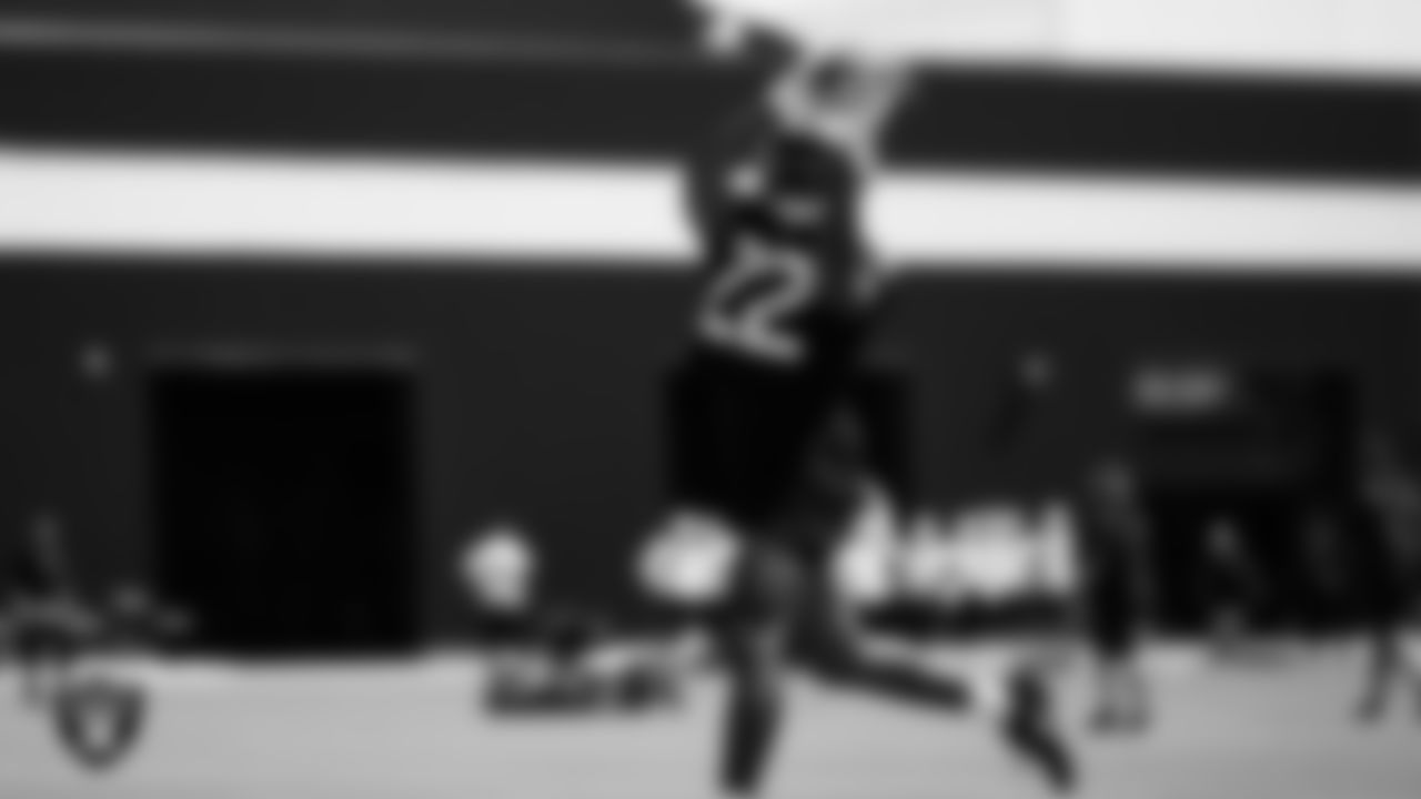 Las Vegas Raiders cornerback Keisean Nixon (22) at an Organized Team Activity (OTA).