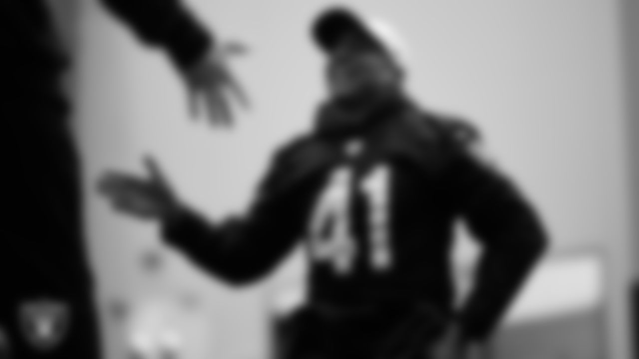 Las Vegas Raiders safety Matthias Farley (41) during practice at Intermountain Healthcare Performance Center.