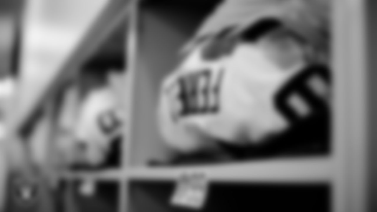 The locker room prior to the Las Vegas Raiders' arrival for their preseason home game against the Los Angeles Rams at SoFi Stadium.