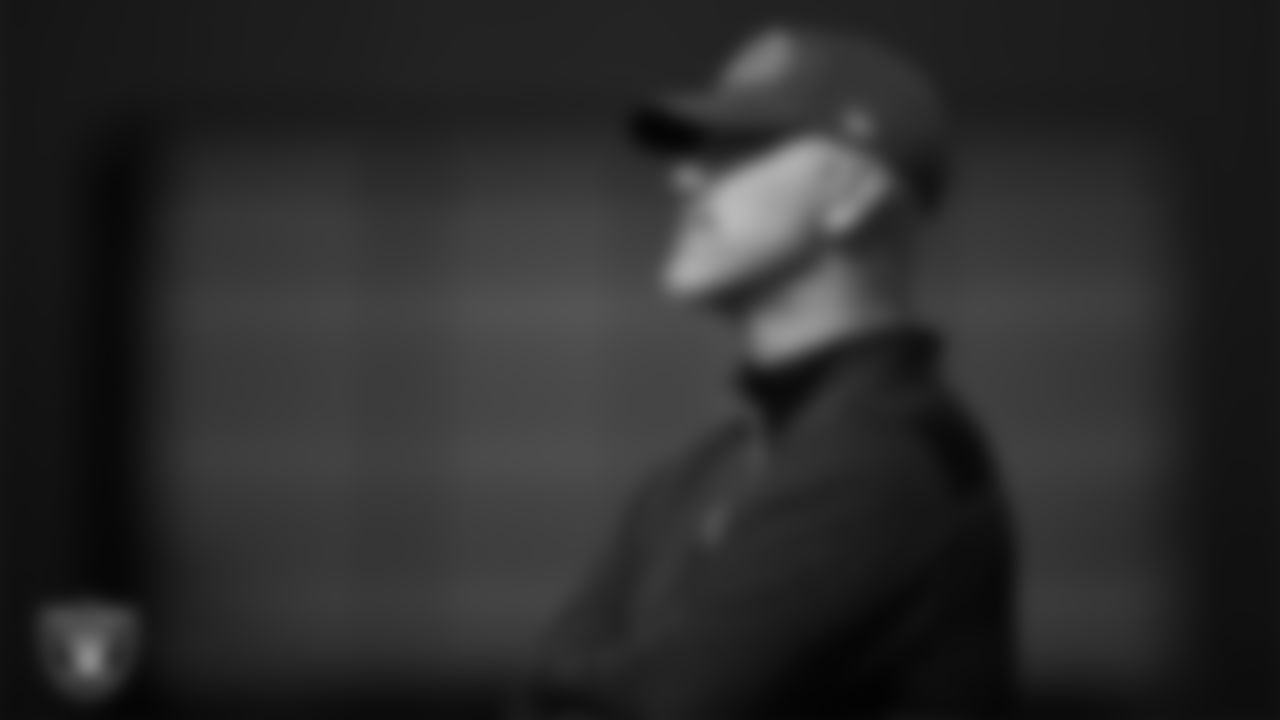 Las Vegas Raiders defensive coordinator Gus Bradley during practice at Intermountain Healthcare Performance Center.