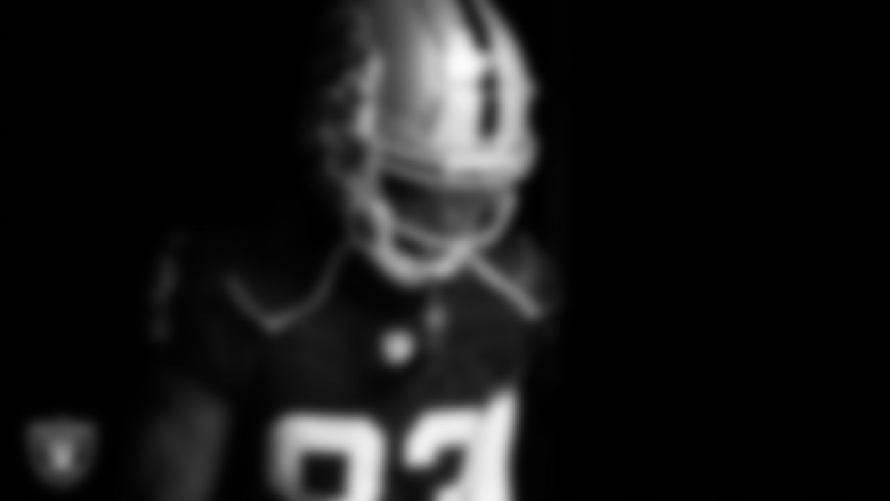 Las Vegas Raiders wide receiver Kristian Wilkerson (83) walks down the tunnel before the preseason home game against the San Francisco 49ers at Allegiant Stadium.