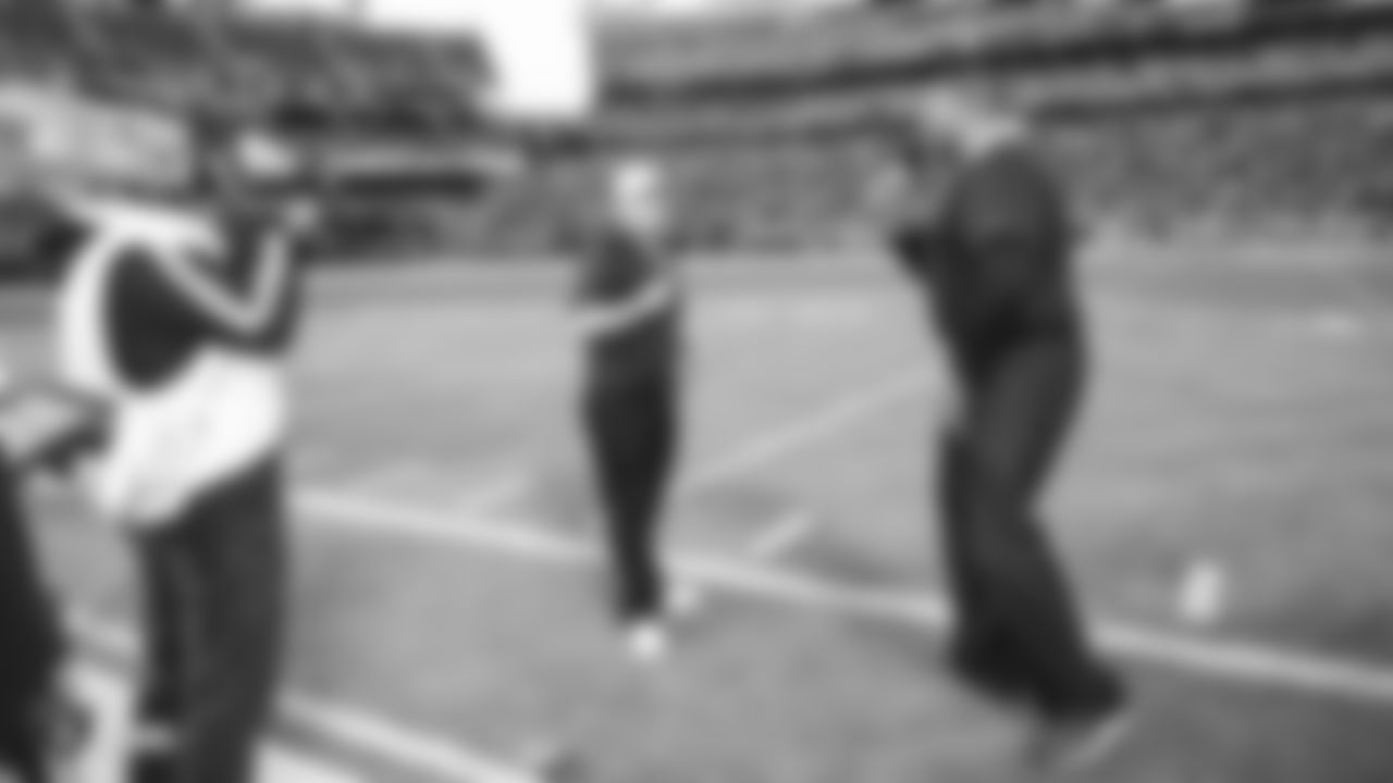 Oakland Raiders alumnus and radio broadcaster Lincoln Kennedy, and radio personality Chris Townsend give their Keys to the Game before The Oakland Raiders preseason game against the Green Bay Packers at Oakland-Alameda County Coliseum, Friday, August 24, 2018, in Oakland, California. The Oakland Raiders won 13-6.