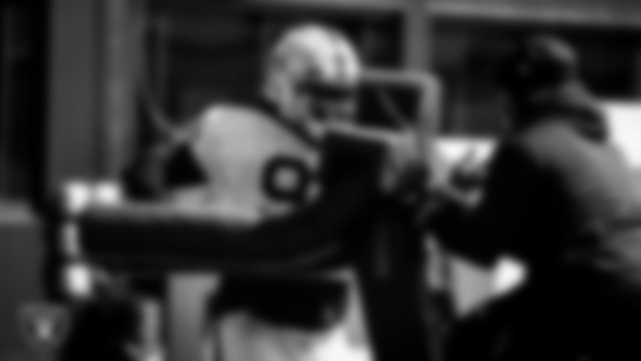 Las Vegas Raiders defensive tackle Maliek Collins (97) during practice.