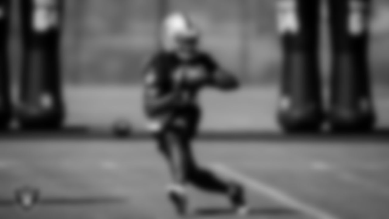 Las Vegas Raiders wide receiver Rico Gafford (10) during practice.