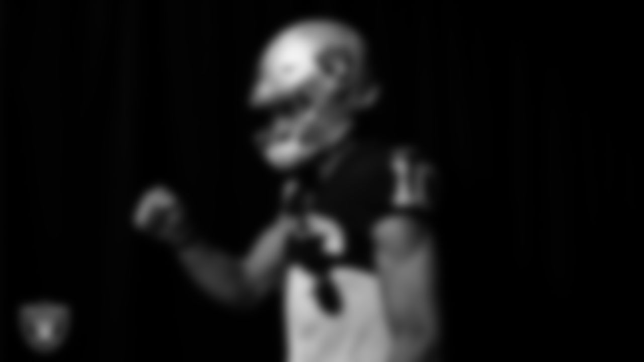 Las Vegas Raiders wide receiver Mack Hollins (10) walks down the tunnel before the regular season home game against the San Francisco 49ers at Allegiant Stadium.