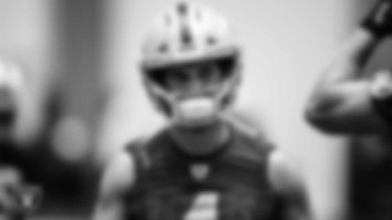 Las Vegas Raiders quarterback Derek Carr (4) during practice.