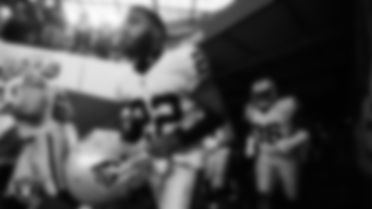 The Las Vegas Raiders are introduced onto the field before their preseason away game against the Los Angeles Rams.